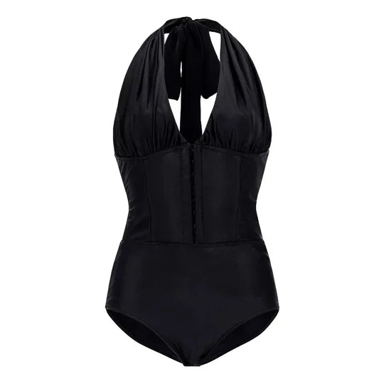 Yollanda Noir Pièce Corset Couture de Bain